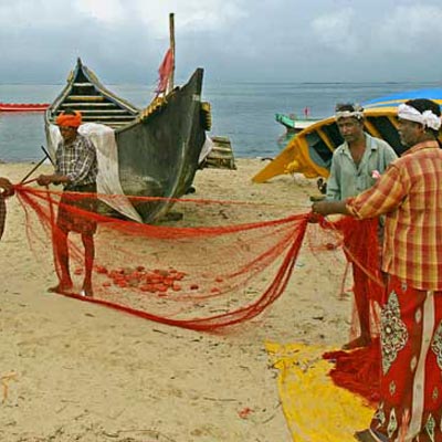 Marrikulam pecheurs sur la plage